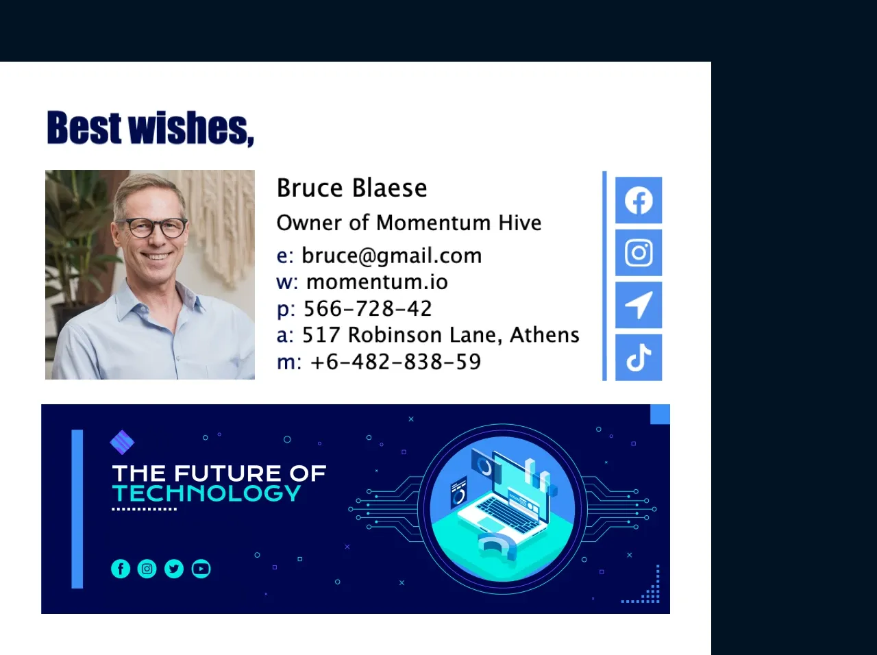 Generate a business owner email signature in 5 min or less
