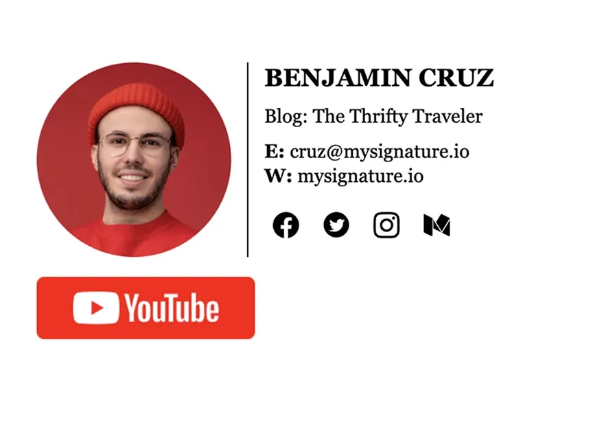 A personal email signature example with a photo