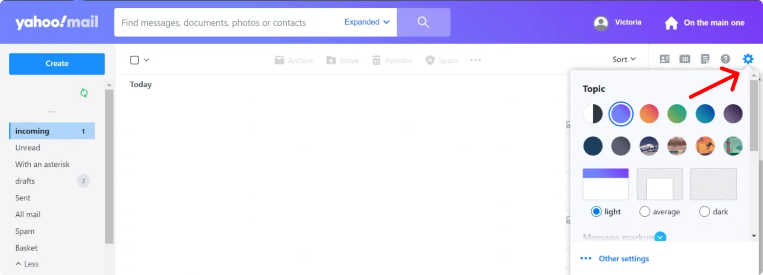 Click on the gear icon in the top-right corner and select “More Settings” from the dropdown menu.