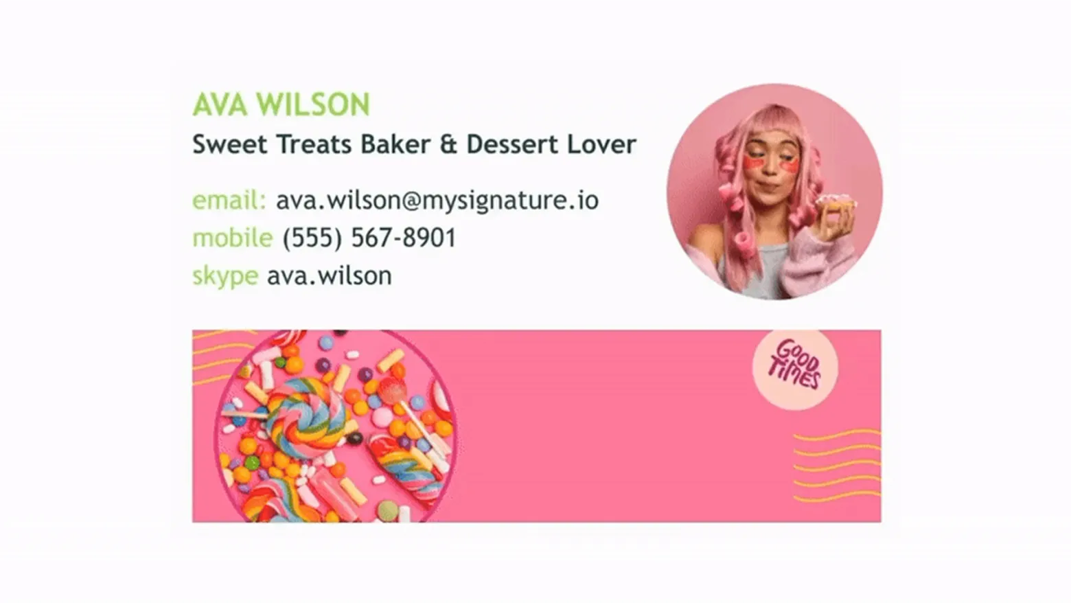 Examples of email signatures with GIFs