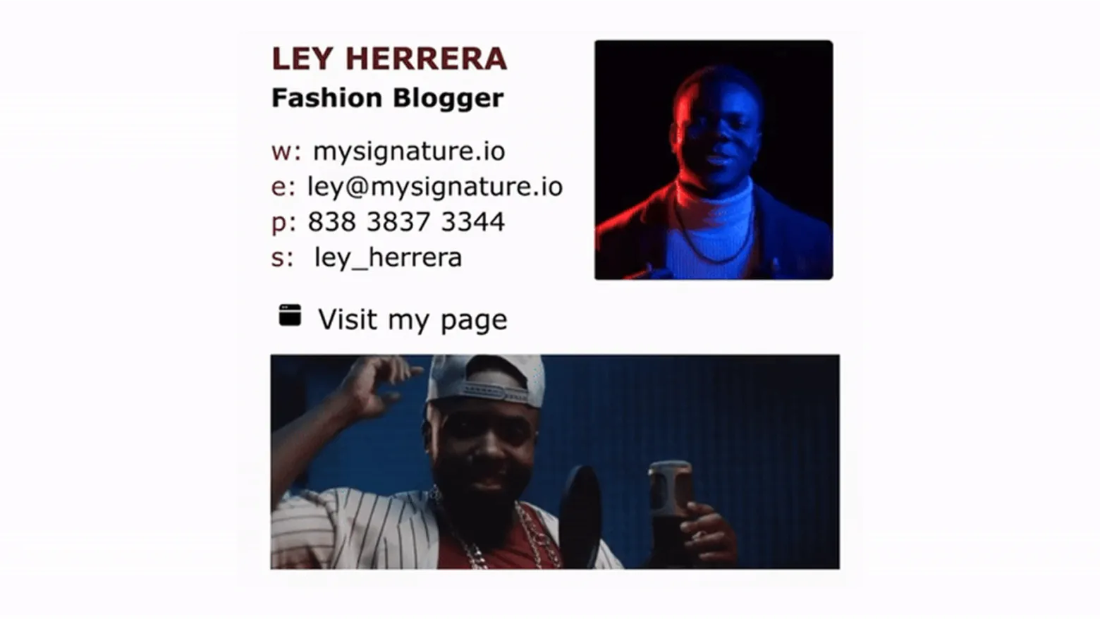Examples of email signatures with GIFs