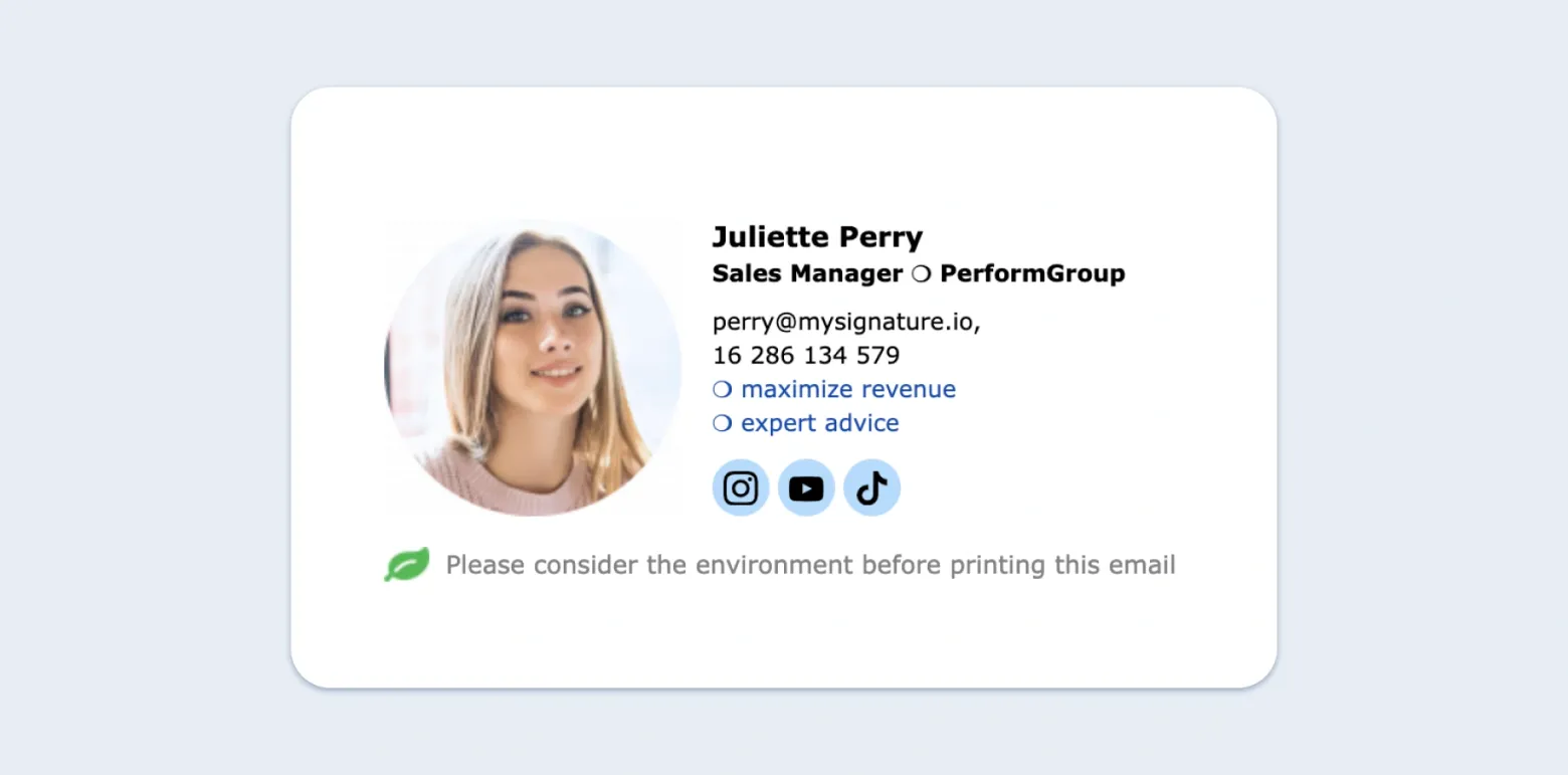 Examples of email signatures with phone numbers