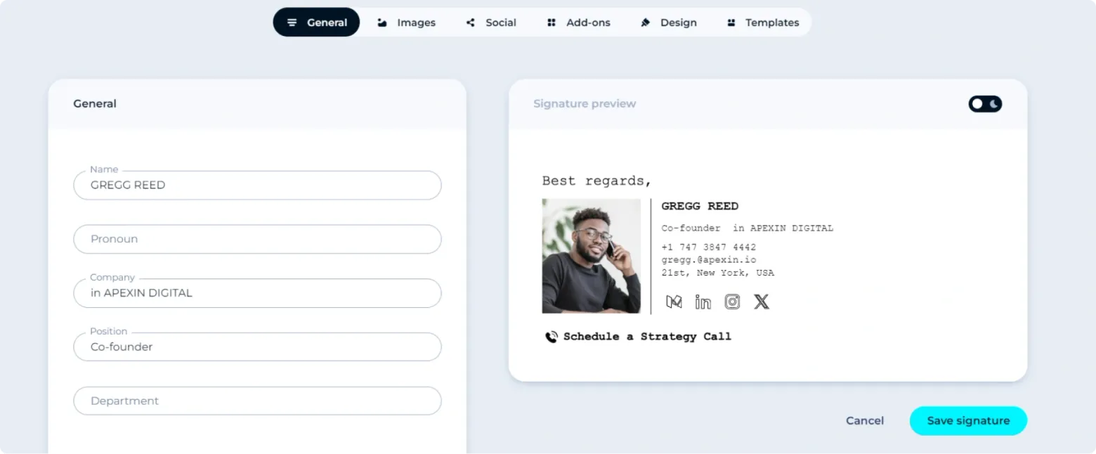 How do you add a phone number to your email signature?