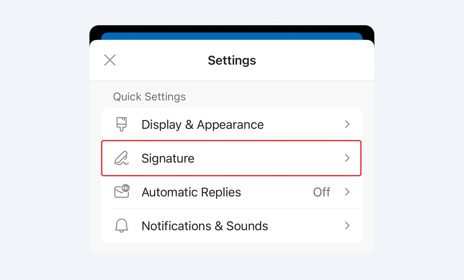 Scroll down and tap on "Signature."