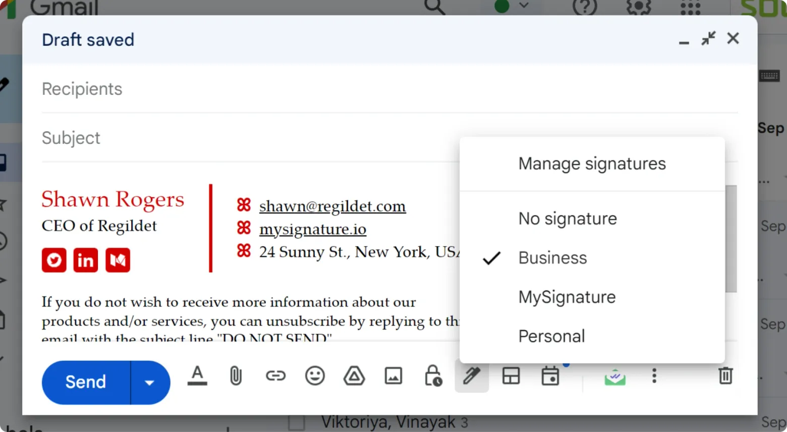 How can you use multiple signatures in emails?