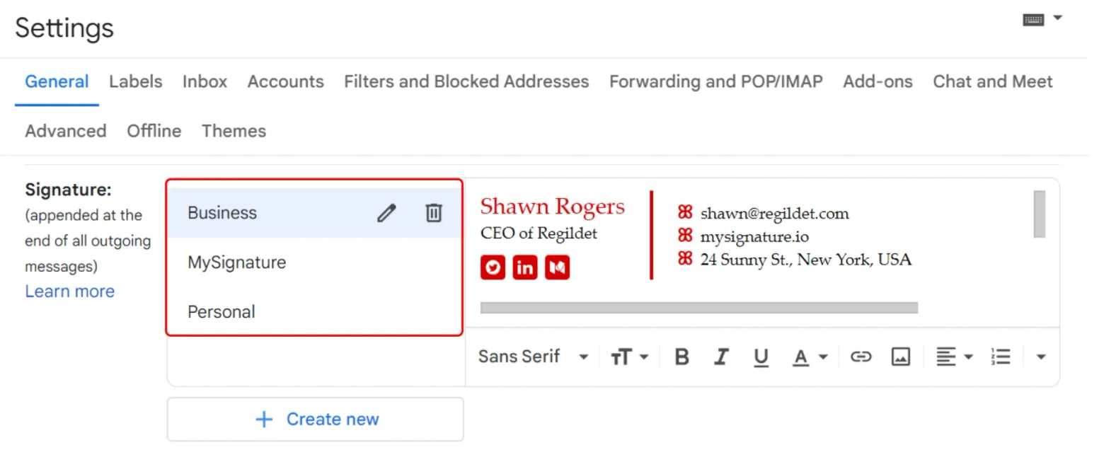 How to add multiple signatures in Gmail?