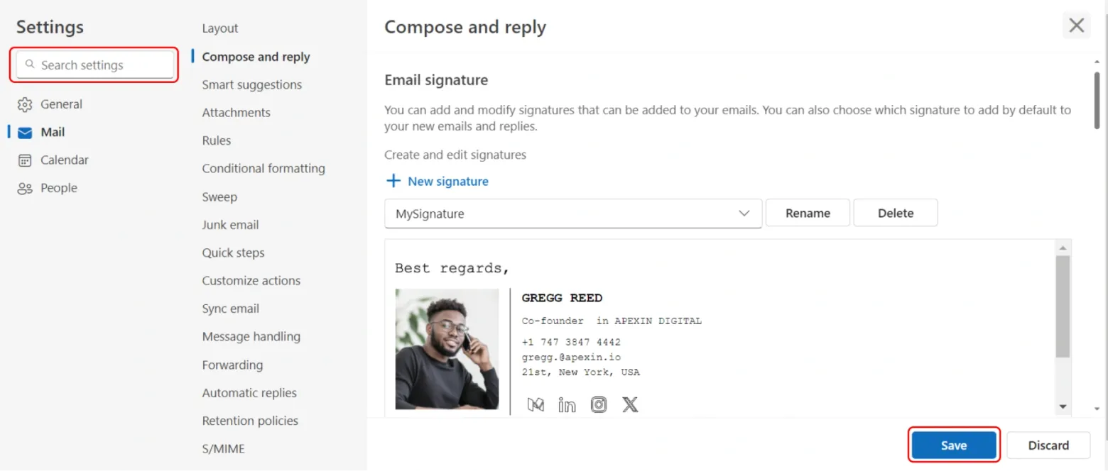 Select “Email Signature”