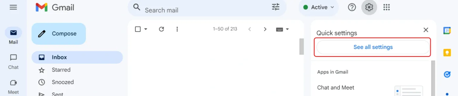Select "See all settings" from the dropdown menu
