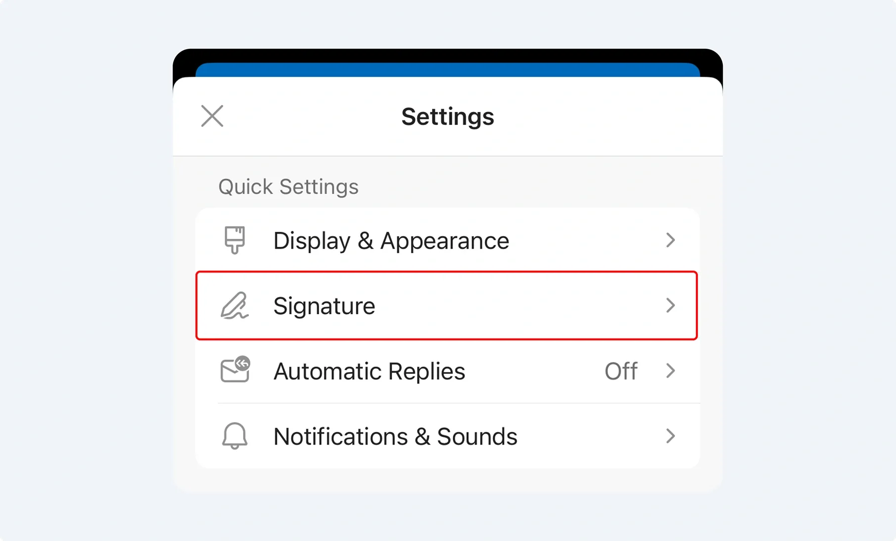Scroll down and tap on "Signature."