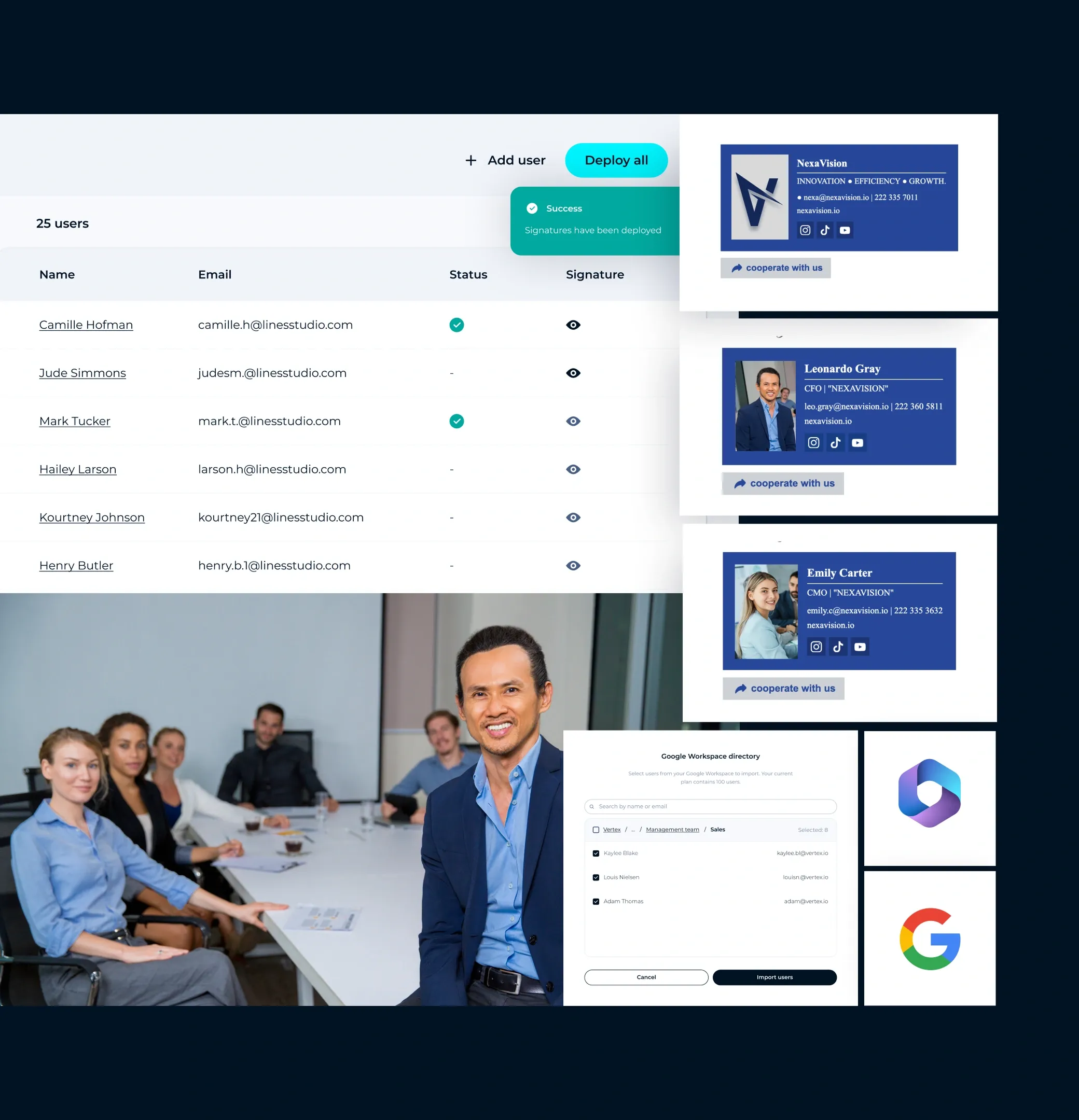 Effortless deployment of branded email signatures