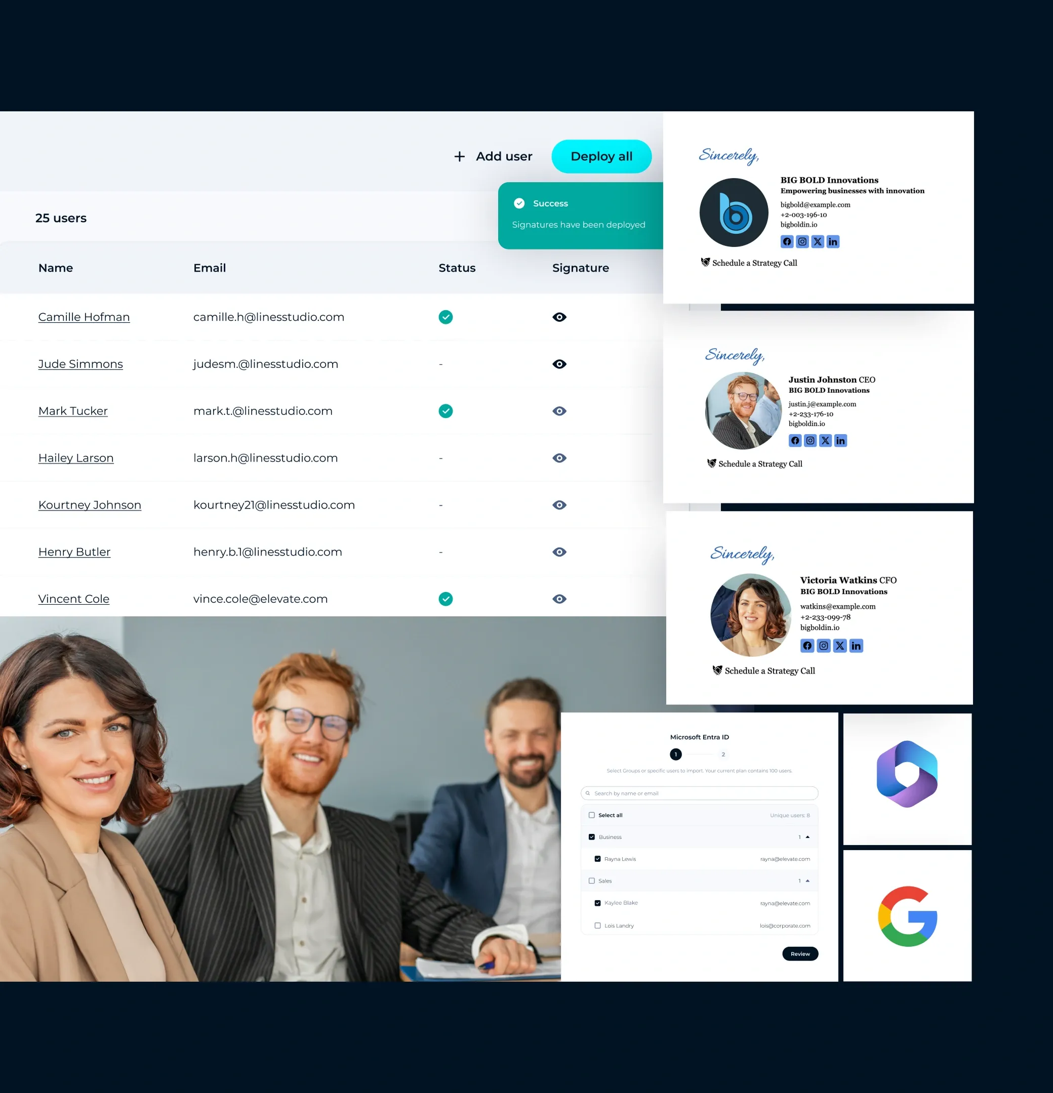 Effortless deployment of branded email signatures