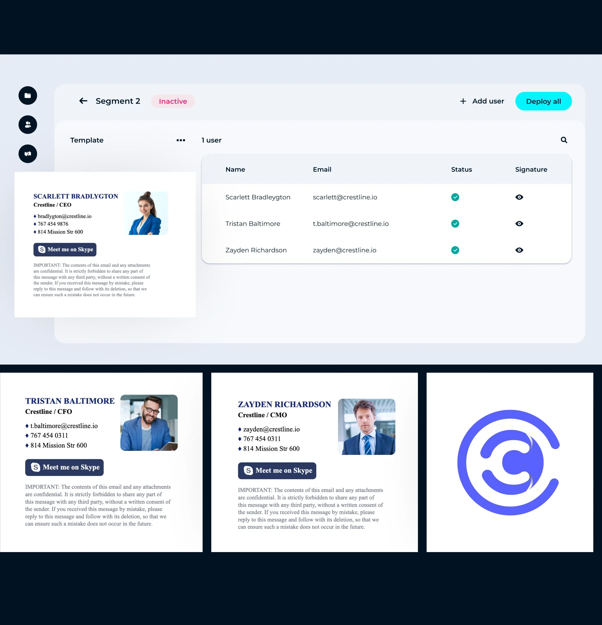 Easily manage all employee signatures organization-wide