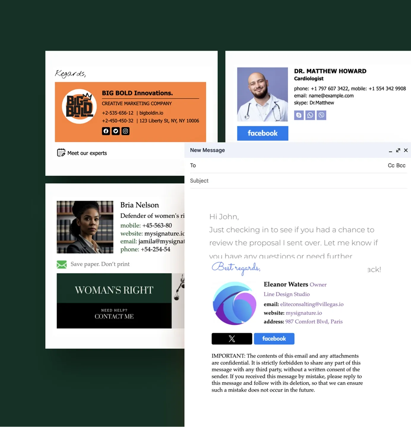 Generator voor e-mailhandtekeningen met professionele sjablonen