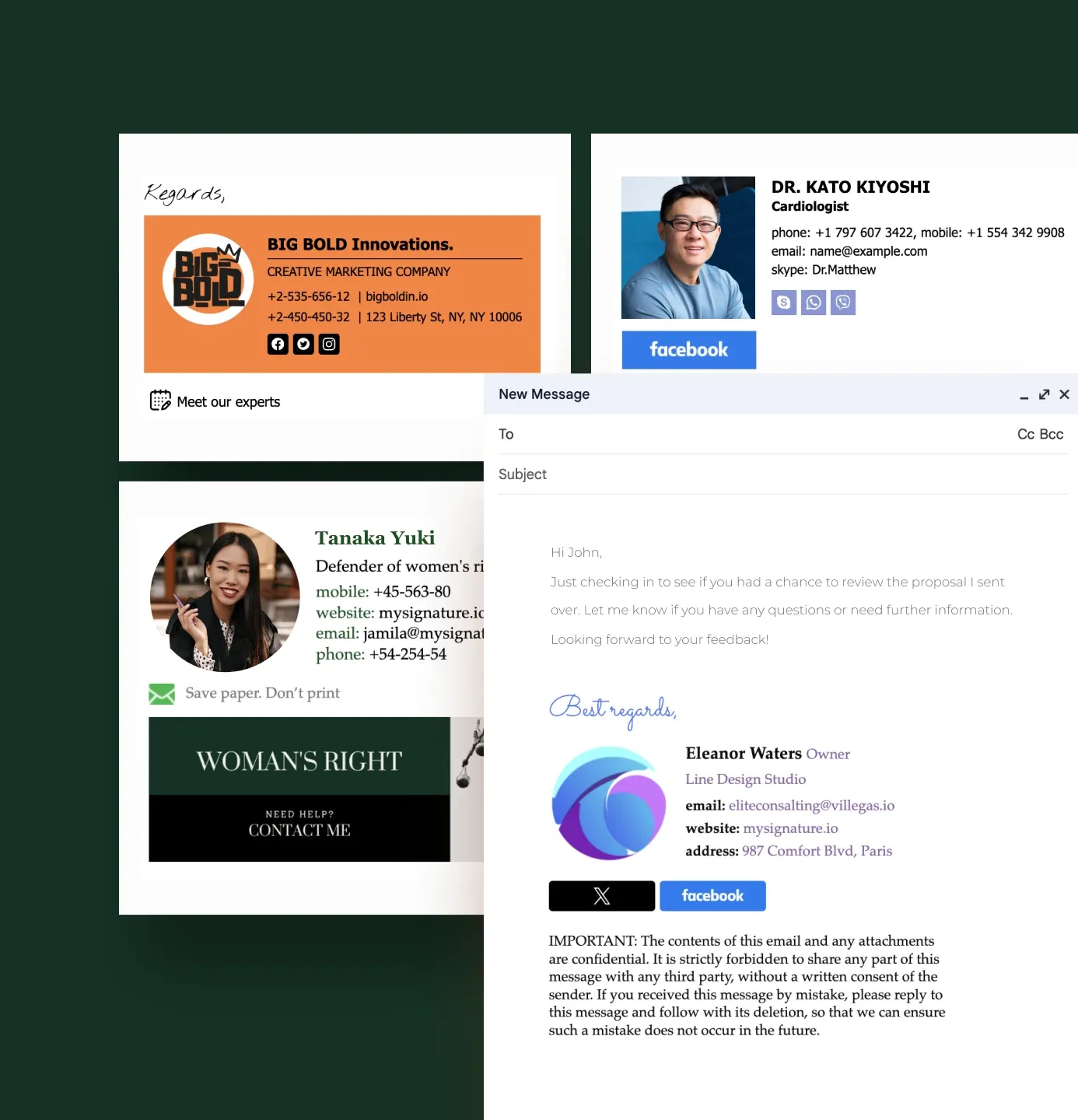 本格的なテンプレートを備えたメール署名ジェネレータ