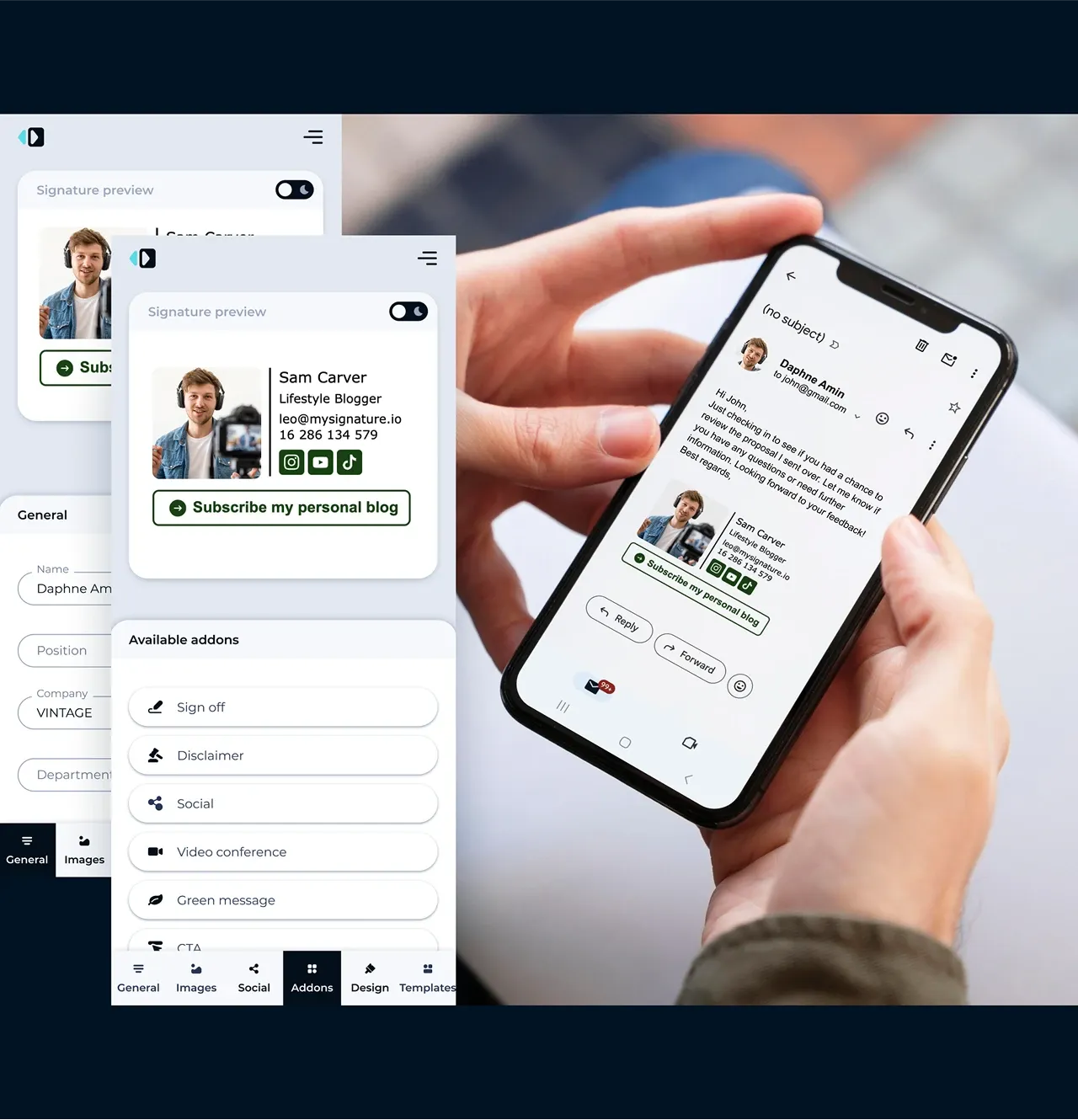 Mobile optimization for email signatures