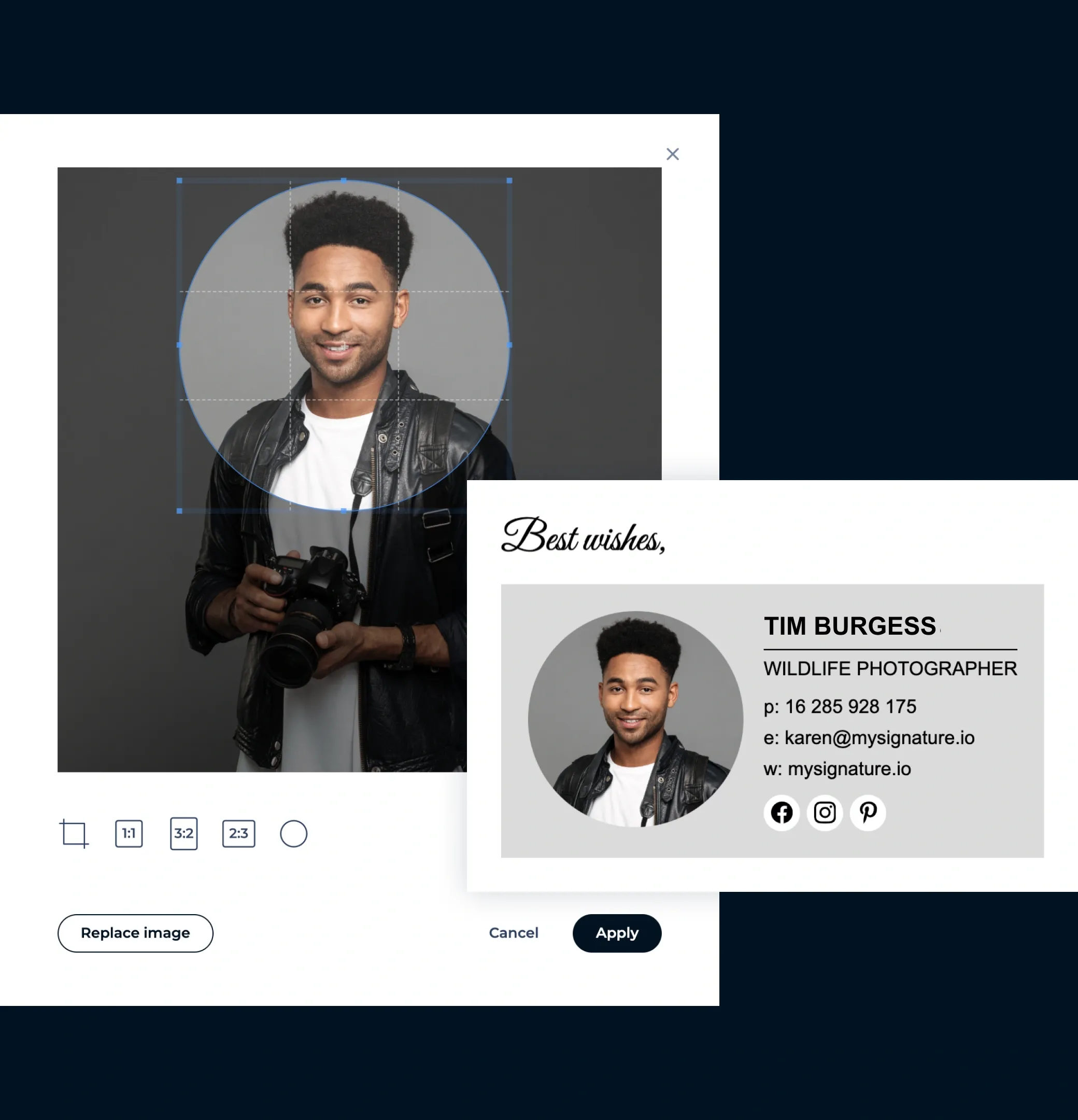 Use a professional headshot or logo