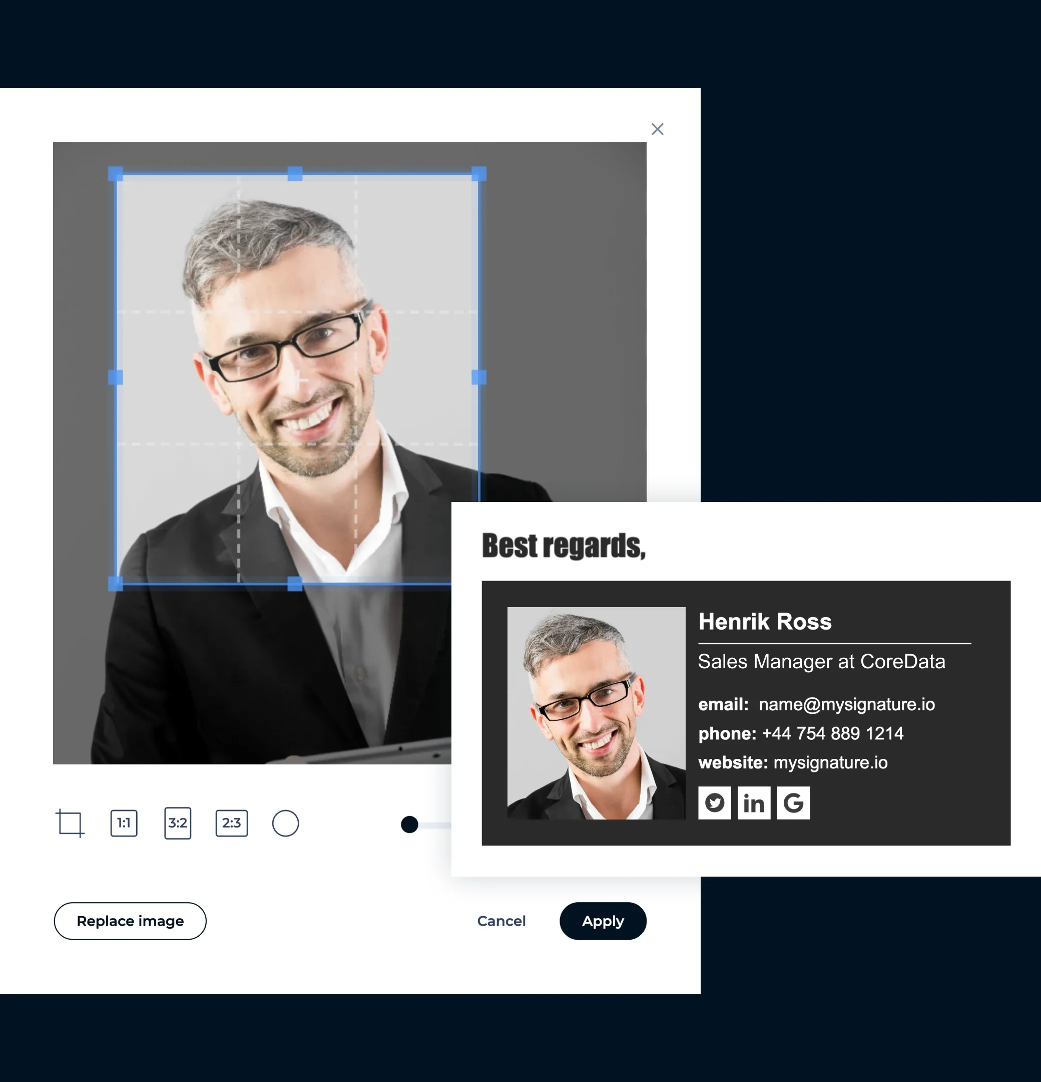 Use a friendly photo or brand image