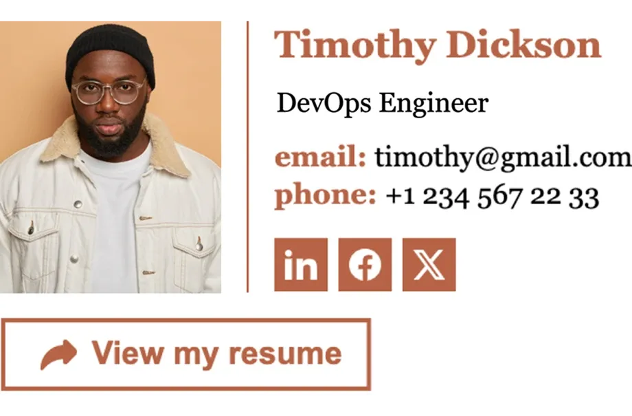 A link to a CV and/or portfolio