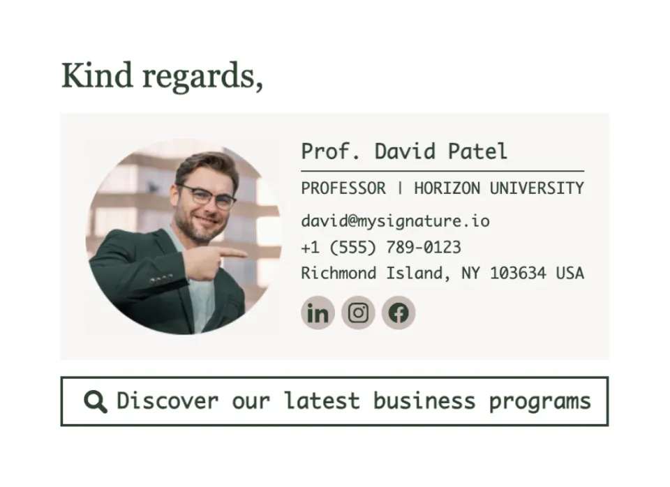 Email signature for professors