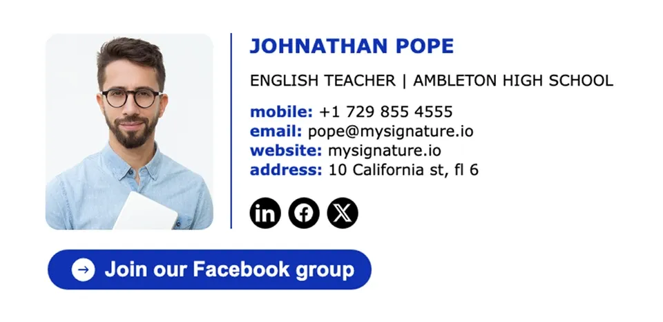 Professional email signature for teachers