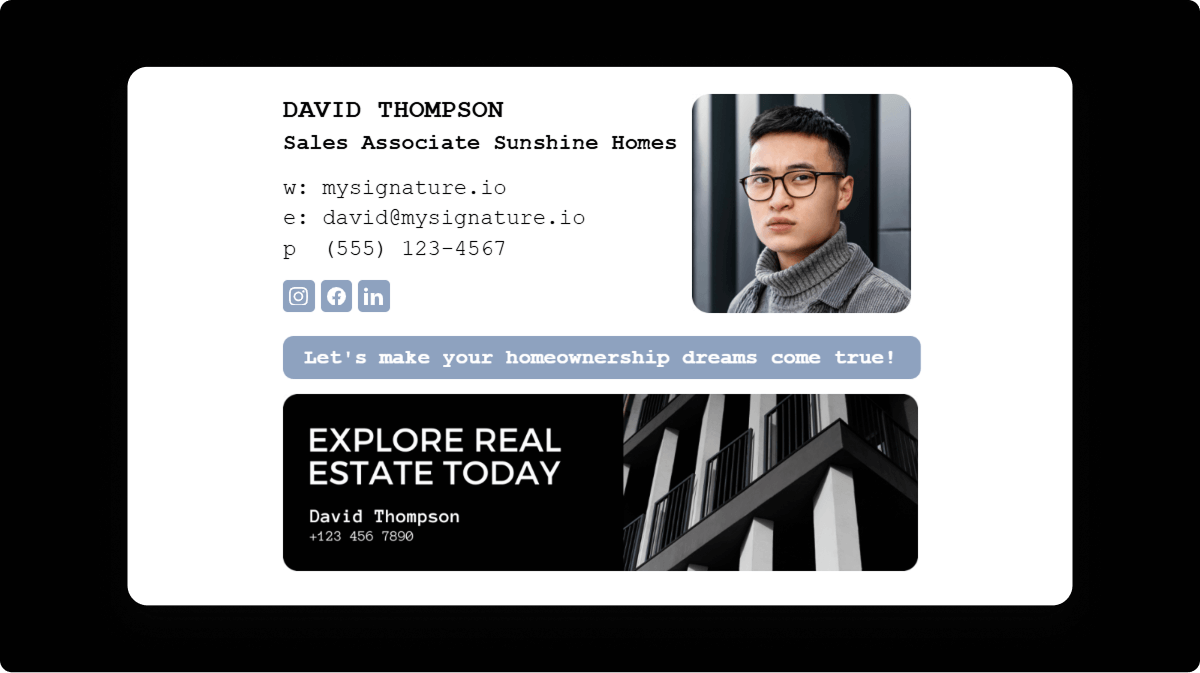 Black Email Signature for Sales Assosiate