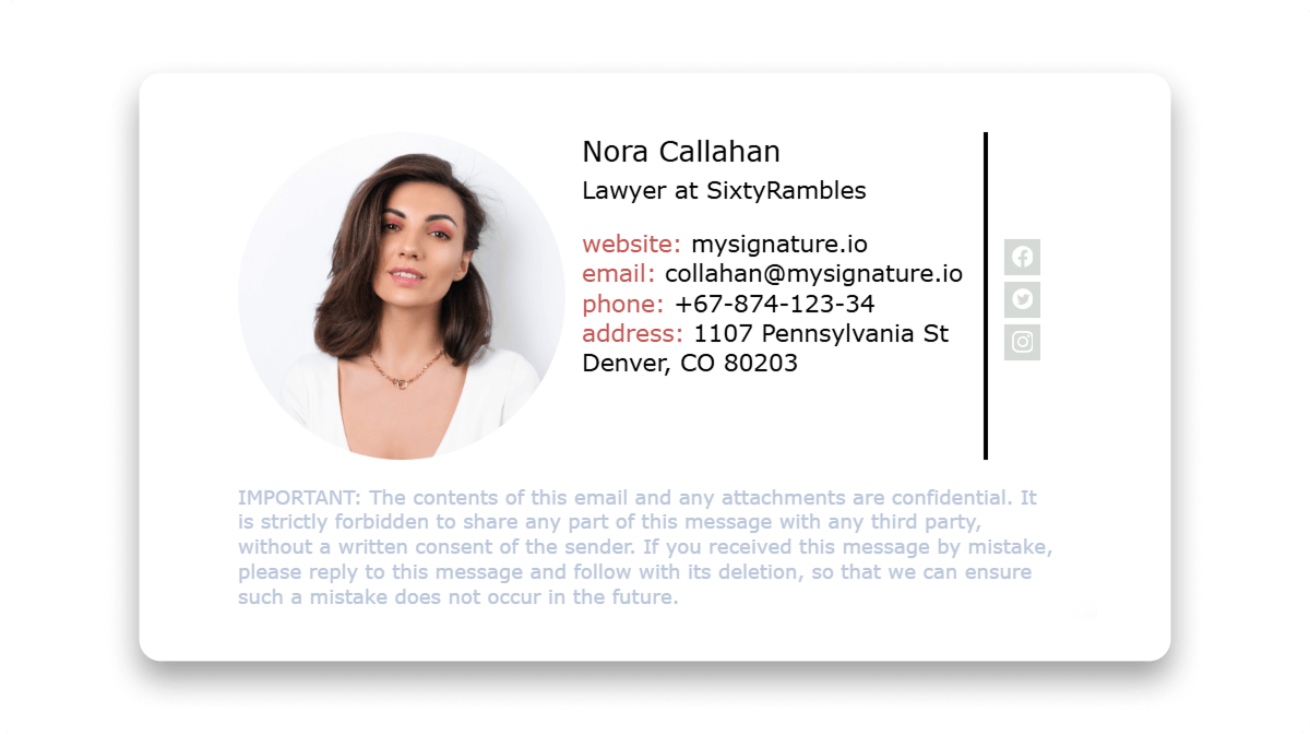 White Email Signature for Lawyer