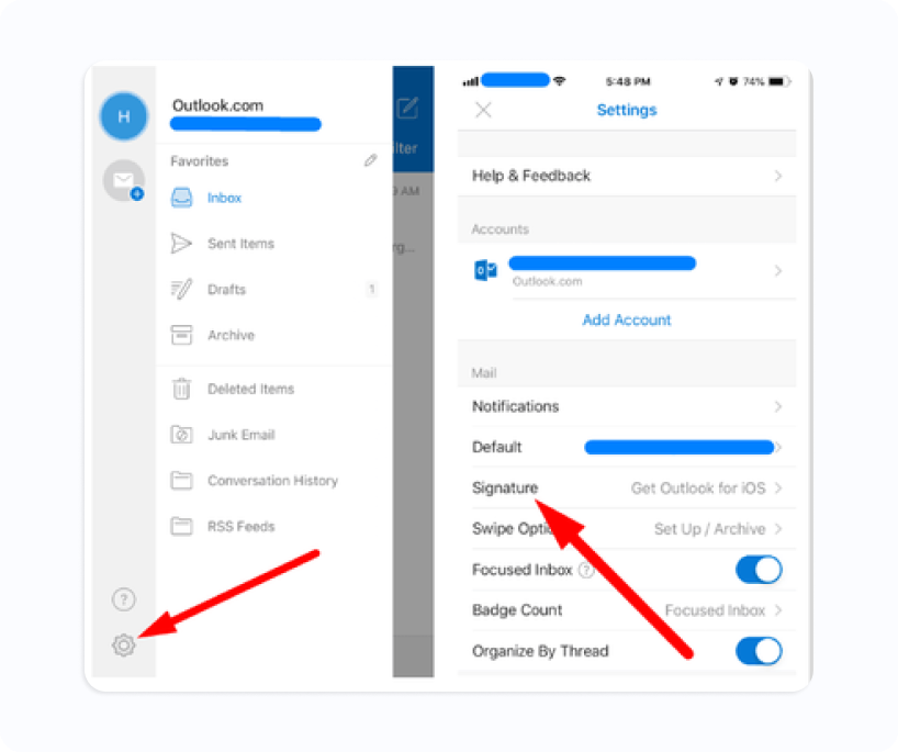 iphone email signature outlook
