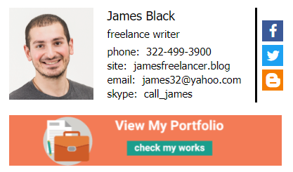 Freelancer email signature with a banner