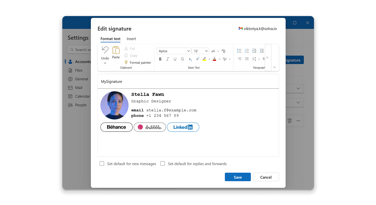 Editor Email Signature Outlook