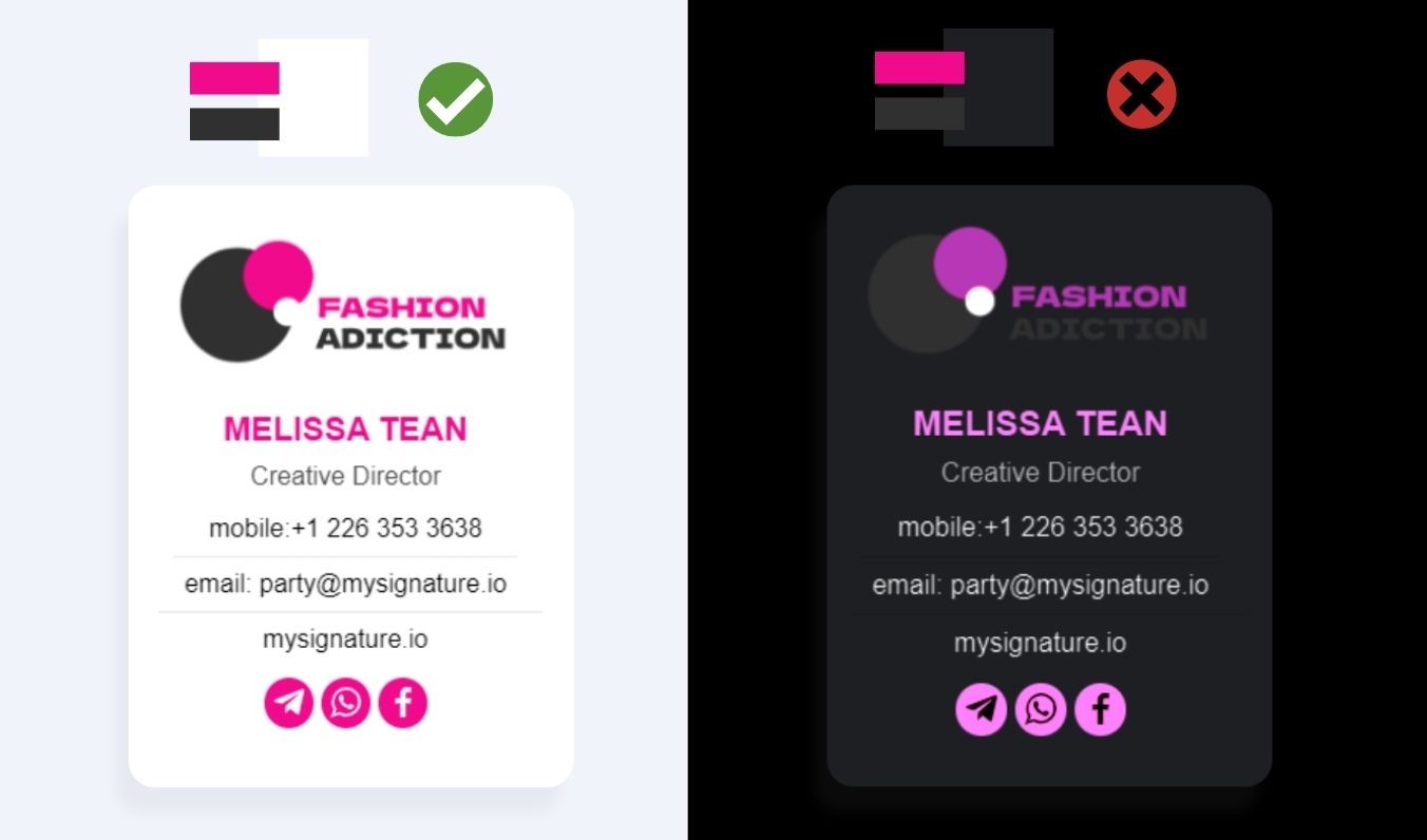 Dark mode mistakes email sinature