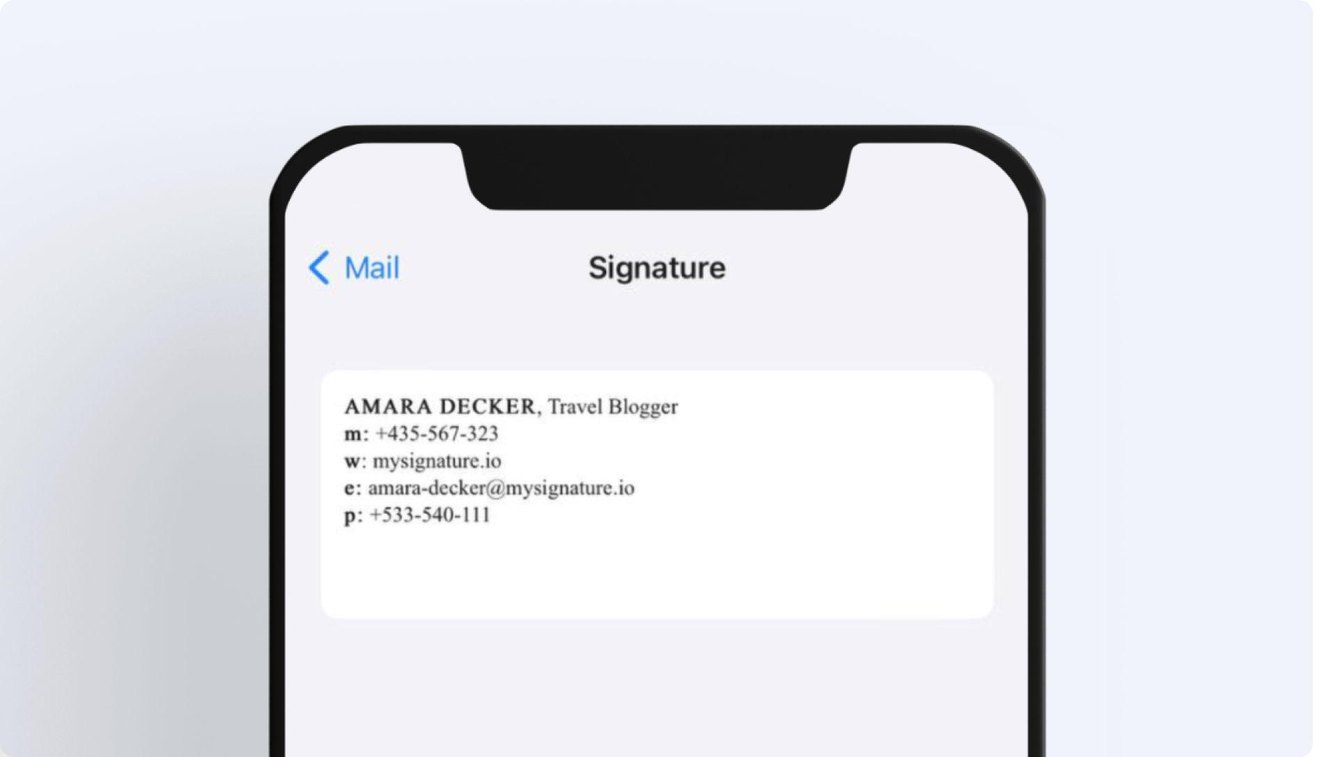 email signature for Iphone