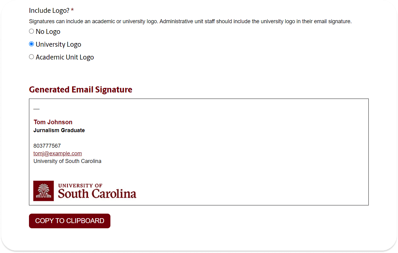 Email Signature Generator university