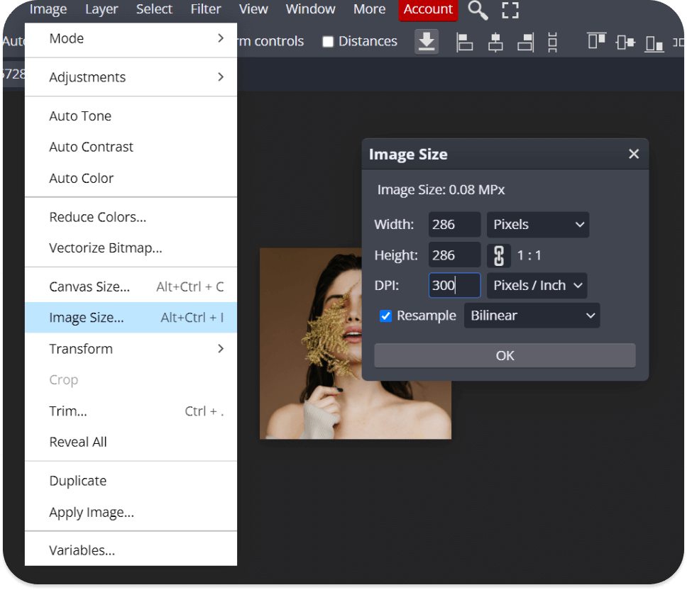 change DPI photoshop