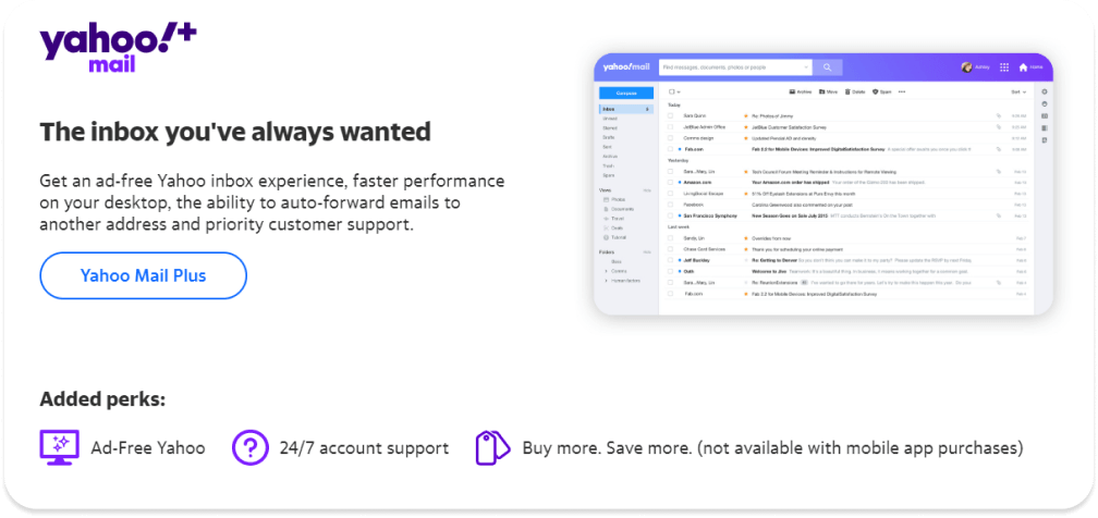 Ad-free email and a whole lot more with Yahoo Mail Plus - Sign up