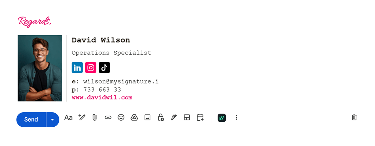 Email Signature Example For Operations Specialist