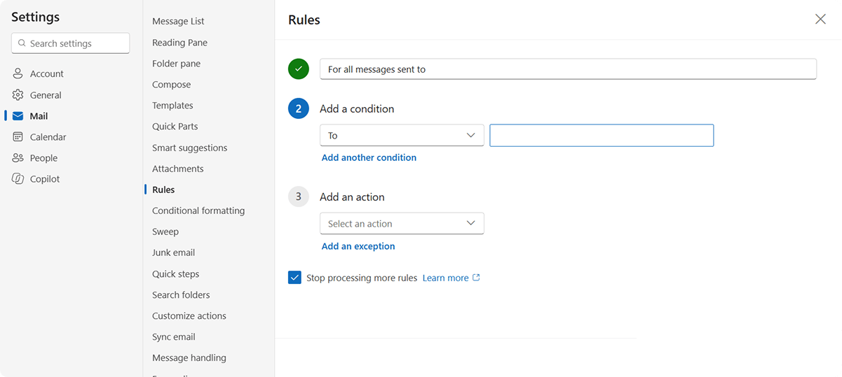 Free up your inbox using automatic rules