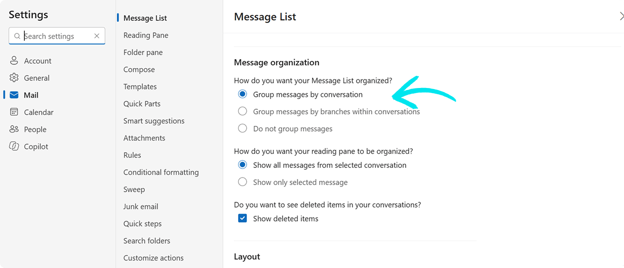 Organize your emails threads using the Conversation View