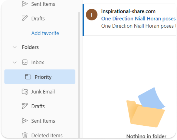 Priority inbox folder Outlook