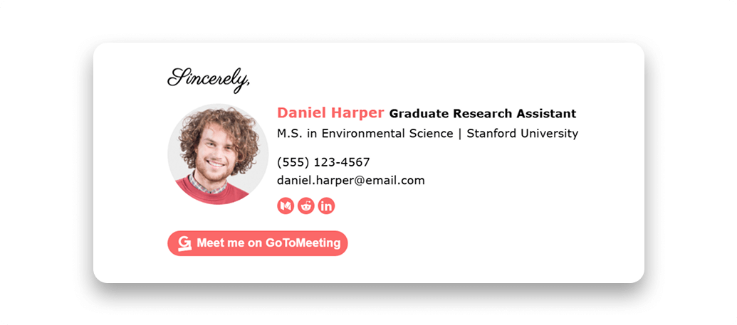 Examples of a graduate student email signature