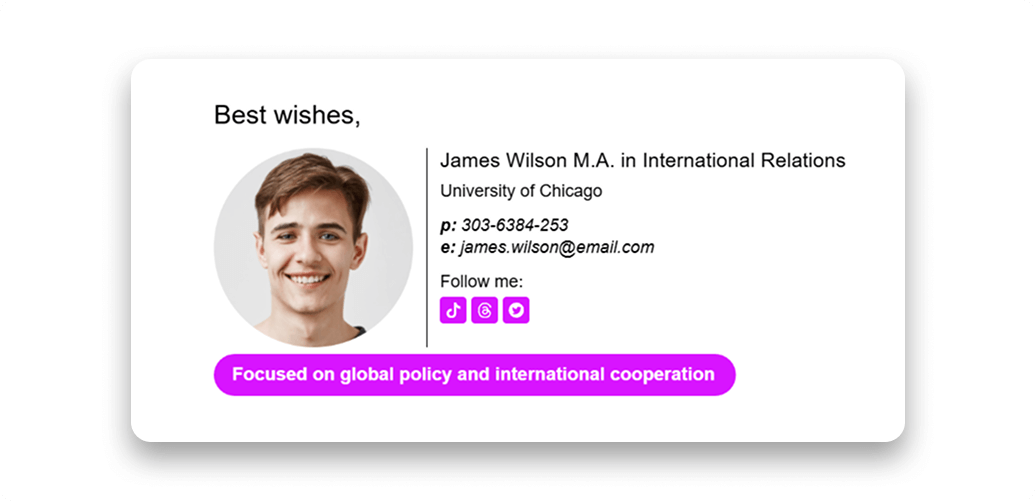 Master’s student example