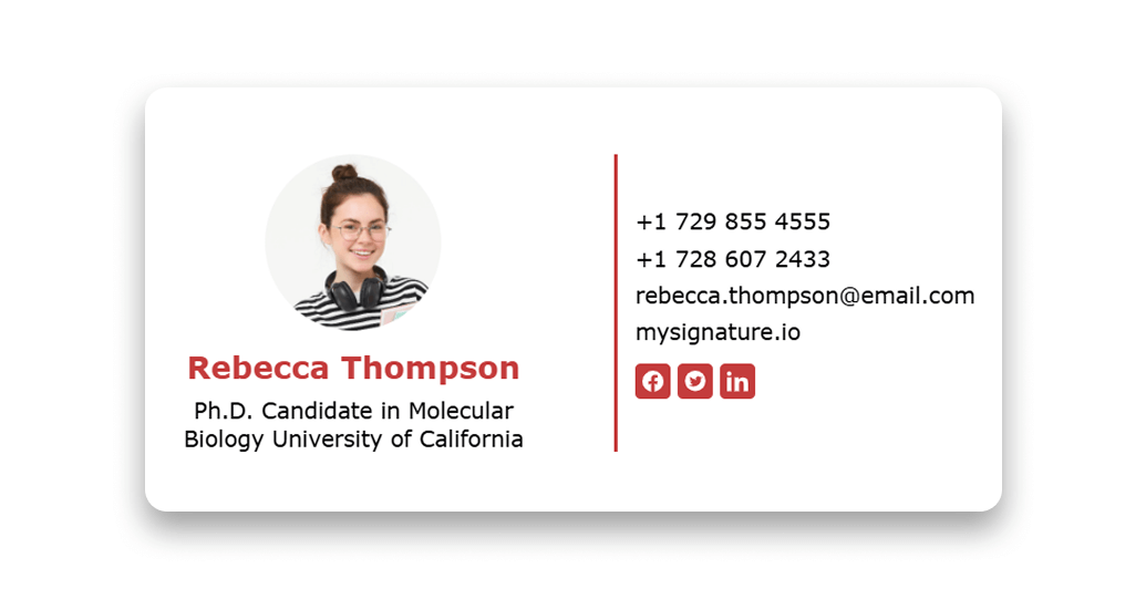 Ph.D. student email signature example