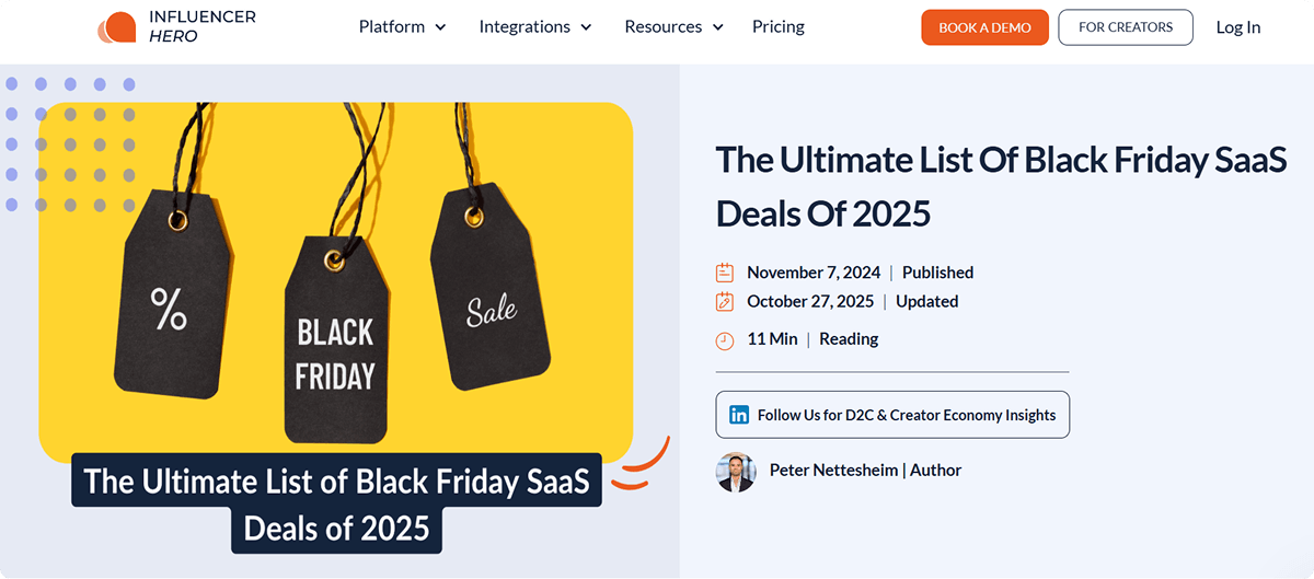 InfluencerHero Black Friday Deal