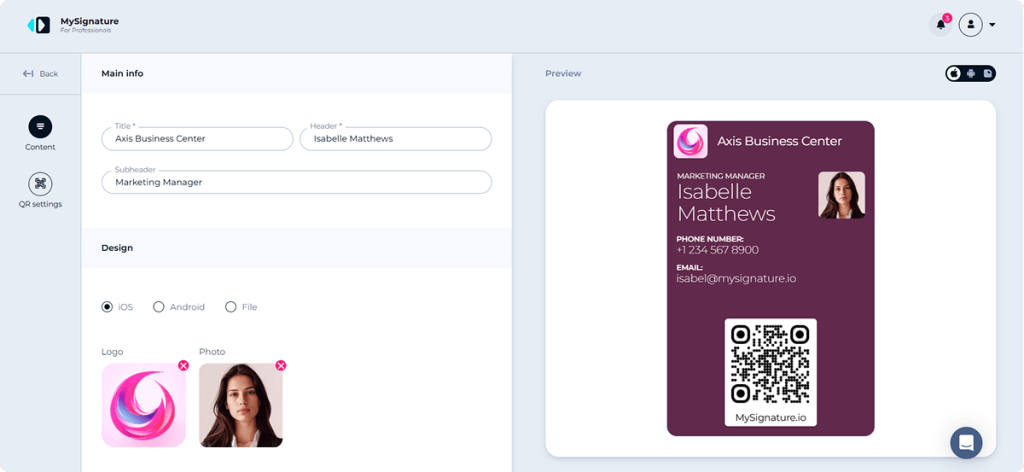 Create you card using a Digital Business Card Maker