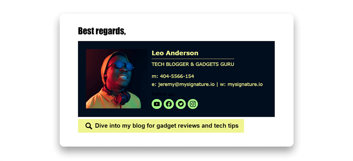 Email Signature for Tech Blogger