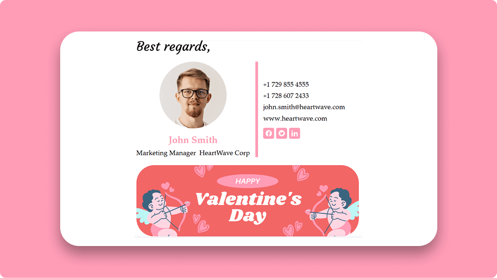 An Email Signature Social media icons with a Valentine twist