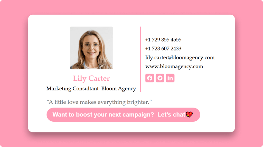 An Email Signature wiyth Romantic quotes or short greetings
