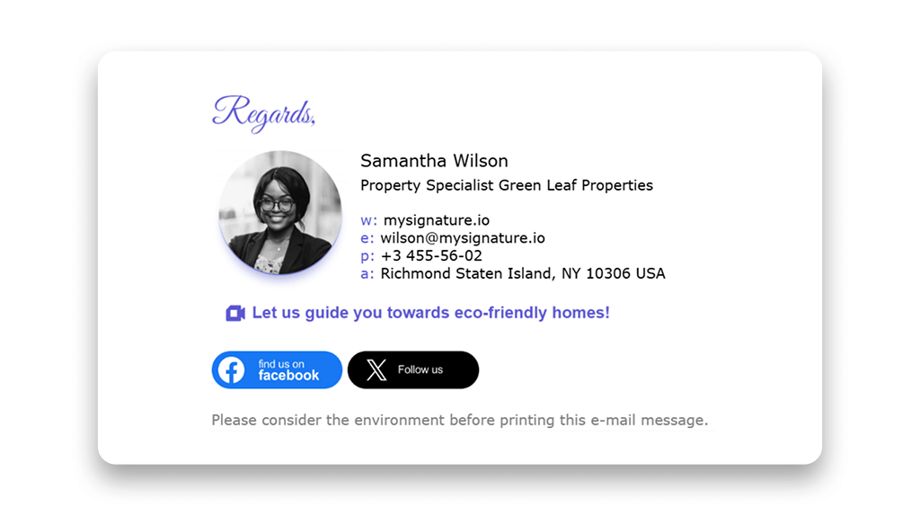 Environmental Disclaimer Email Signature Example