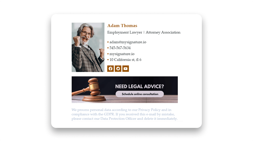 GDPR Disclaimer Emai. Signature Example
