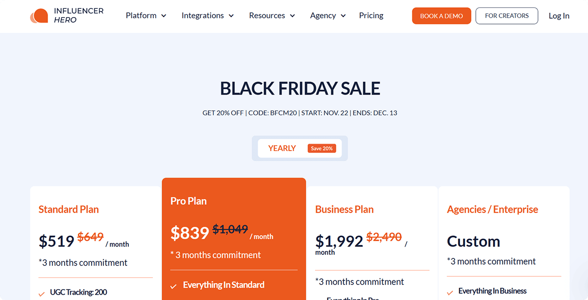 InfluenceHero Black Friday Deal