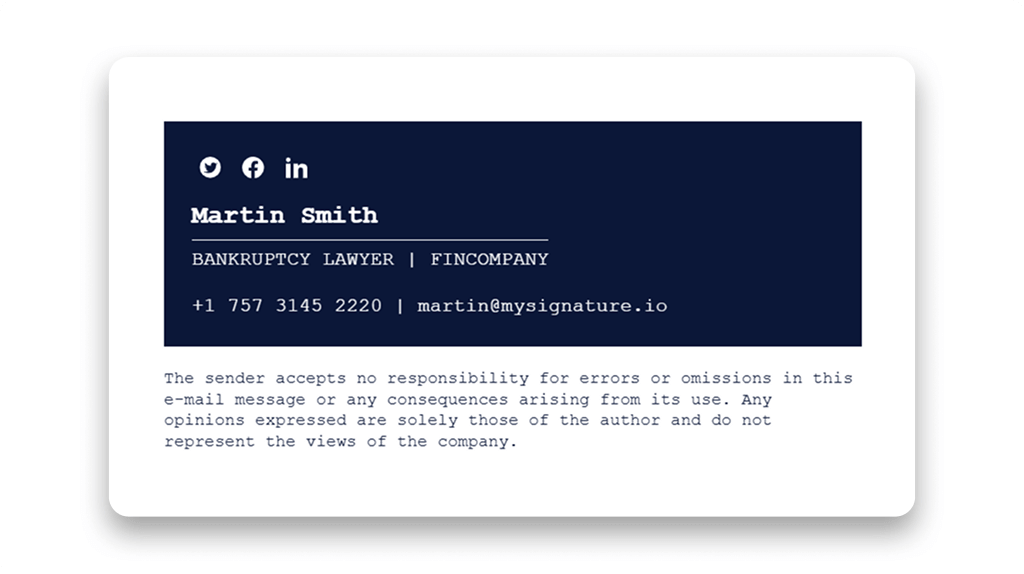 Liability Disclaimer Email Signature Example